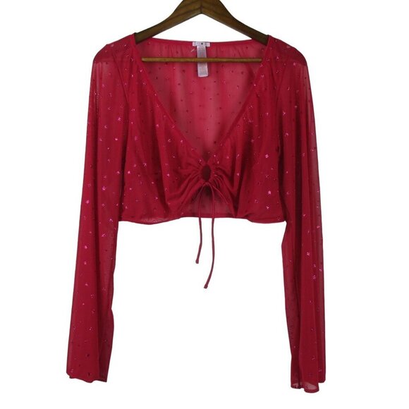 Savage X Fenty Gift Me More Sleep Top Sheer Red Violet 2X - Picture 6 of 9